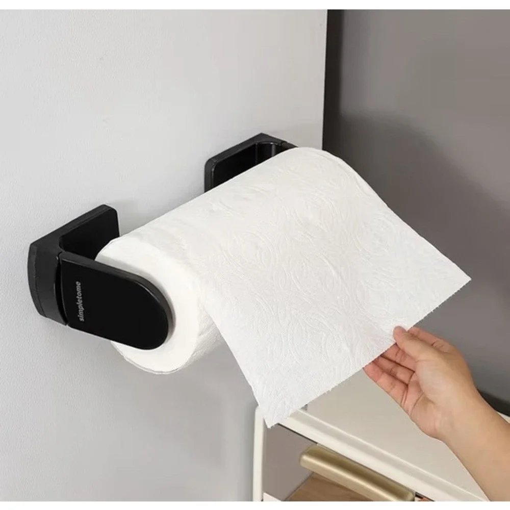 Magnetic‎ Paper Towel Holder One-Hand Tear Kitchen Fridge Black
